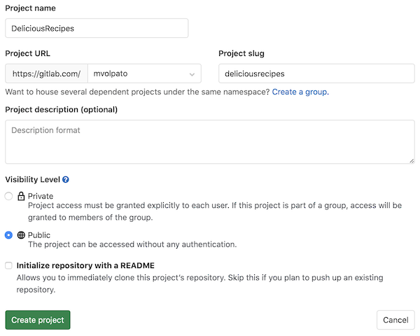 Create a new project with GitLab