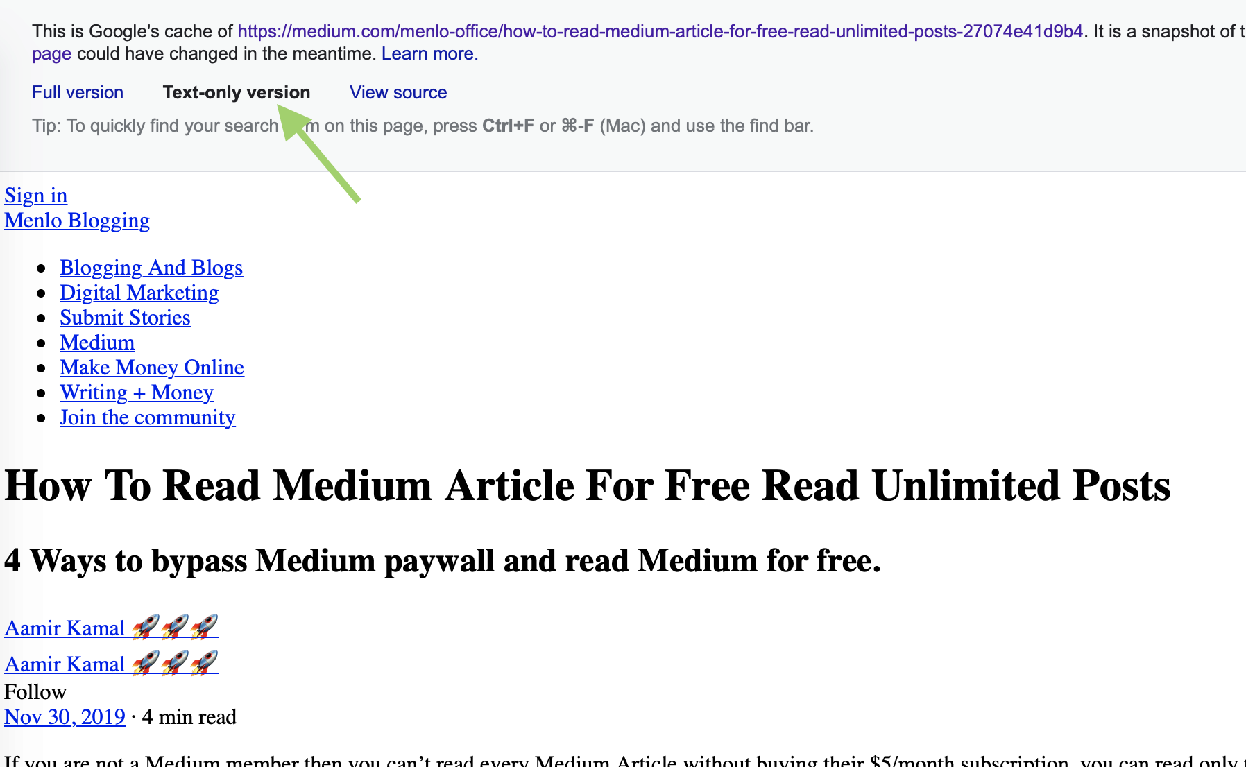 How to read medium articles for free text only
